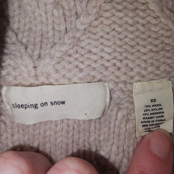 Anthropologie Sleeping on Snow Wool Angora Blend Cable Knit Sweater Sz XS - Picture 3 of 5
